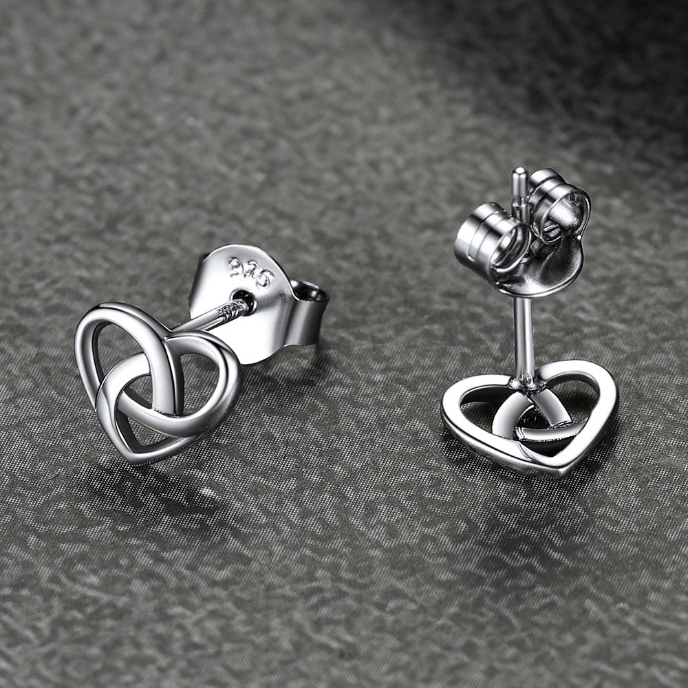 Sterling Silver Celtic Knot Heart Stud Earrings for Women Girl