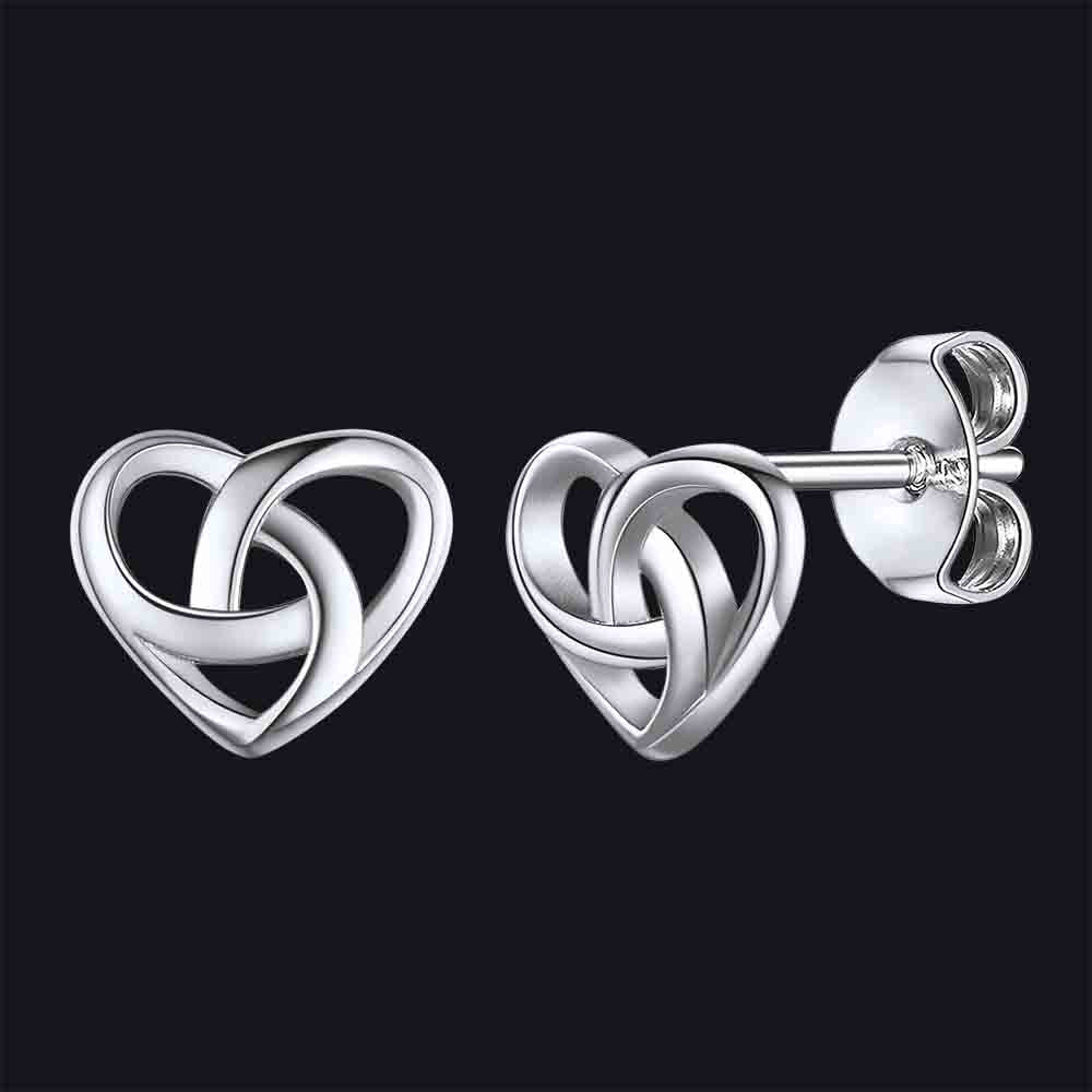 Sterling Silver Celtic Knot Heart Stud Earrings for Women Girl