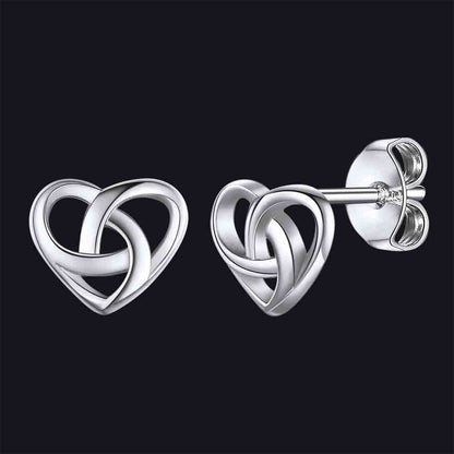 Sterling Silver Celtic Knot Heart Stud Earrings for Women Girl