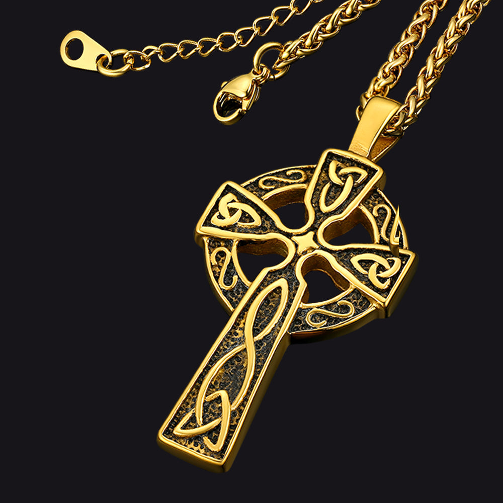 Large Celtic Cross Necklace Pendant For Men Women
