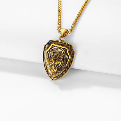 Engraved Viking Nordic Wolf Necklace Amulet Pendant for Men Women