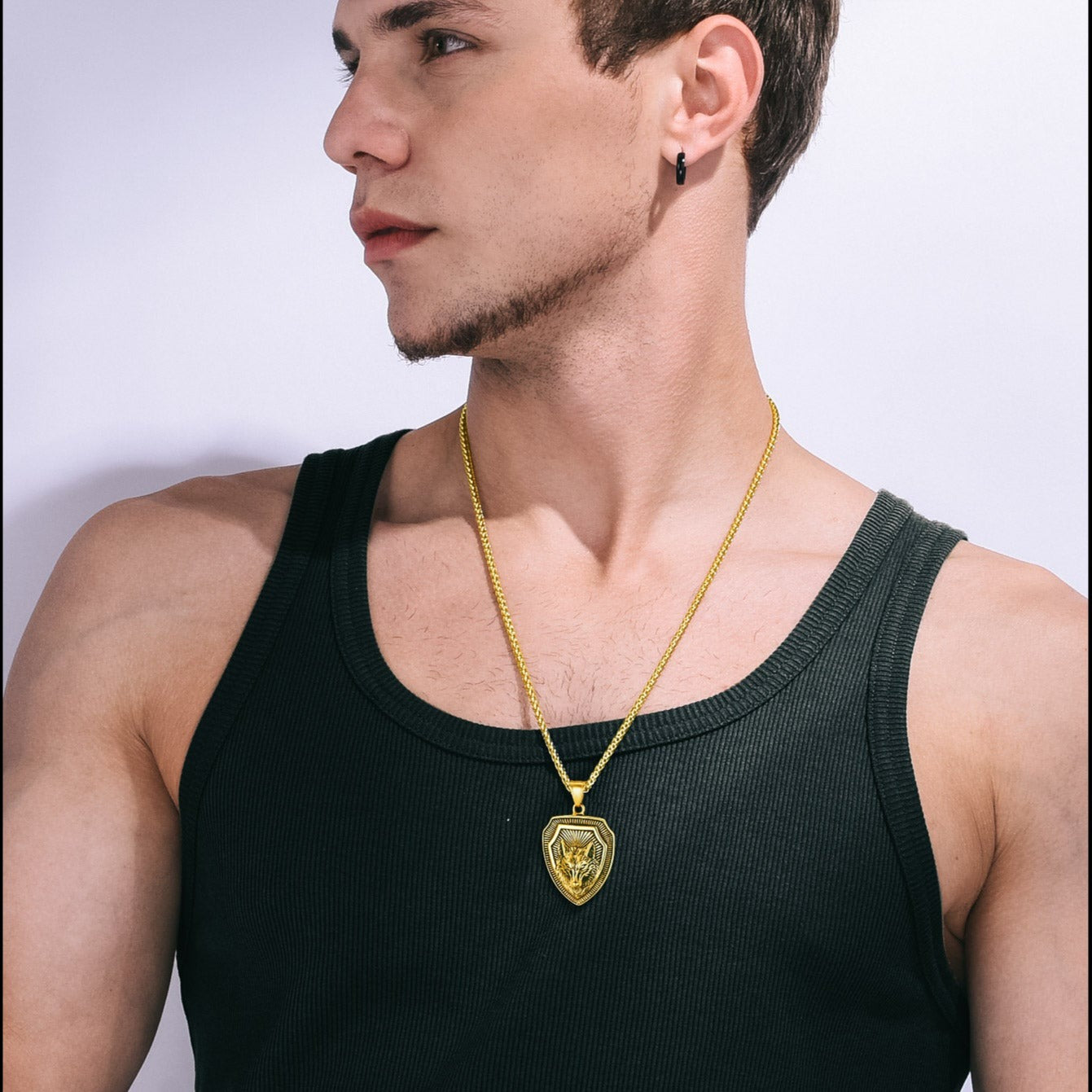 Engraved Viking Nordic Wolf Necklace Amulet Pendant for Men Women