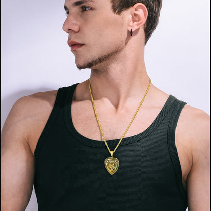 Engraved Viking Nordic Wolf Necklace Amulet Pendant for Men Women