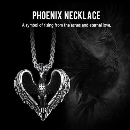 Vintage Phoenix Heart Pendant Necklace for Men