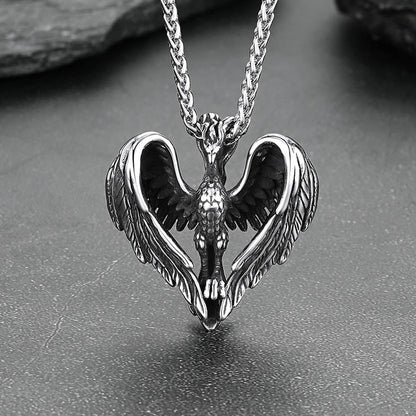 Vintage Phoenix Heart Pendant Necklace for Men