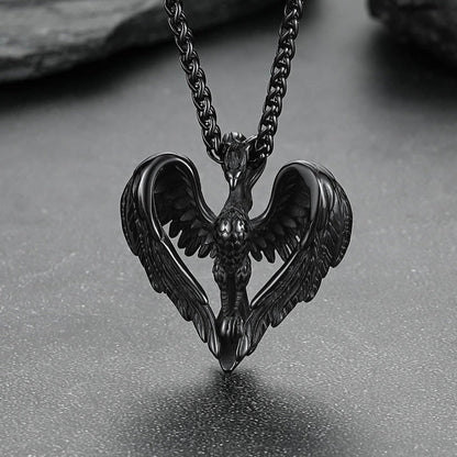 Vintage Phoenix Heart Pendant Necklace for Men