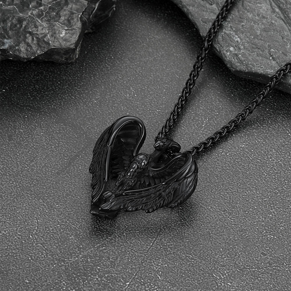 Vintage Phoenix Heart Pendant Necklace for Men