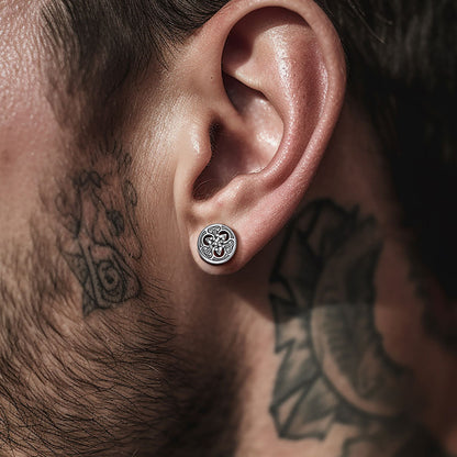 Round Irish Celtic Knot Stud Earrings For Men