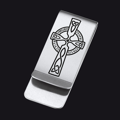 Viking Rune Celtic Cross Money Cash Clip Slim Credit Card Holder