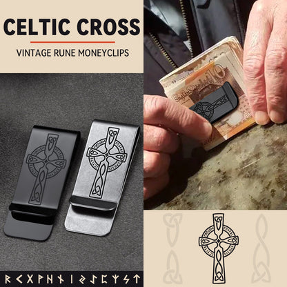 Viking Rune Celtic Cross Money Cash Clip Slim Credit Card Holder