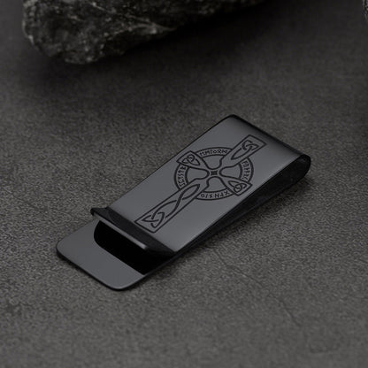 Viking Rune Celtic Cross Money Cash Clip Slim Credit Card Holder