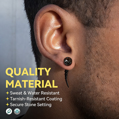 Viking Rune Fang Stud Earrings for Men – Nordic Star CZ Earrings