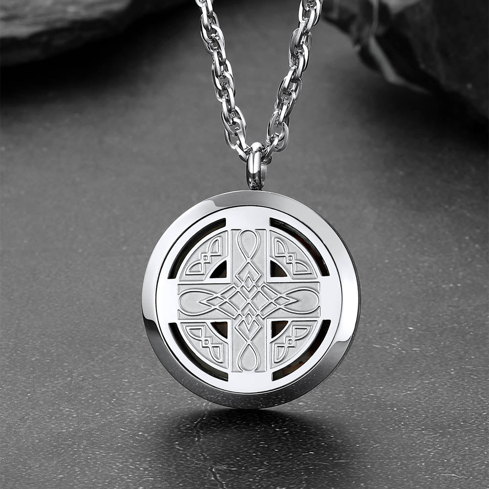 Custom Picture Celtic Knot Cross Locket Aromatherapy Essential Oil Necklaces for Men