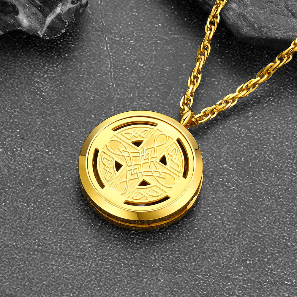 Custom Picture Celtic Knot Cross Locket Aromatherapy Essential Oil Necklaces for Men