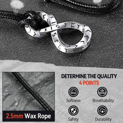 Viking Mobius Infinity Necklace Adjustable Leather Chain for Men