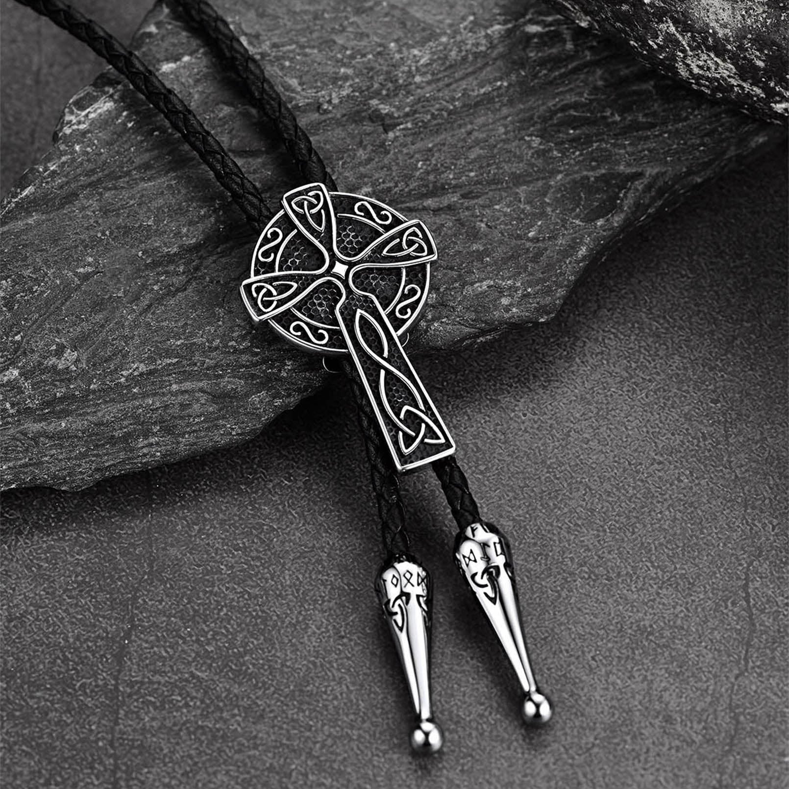 Irish Celtic Cross Knot Bolo Tie for Men Women