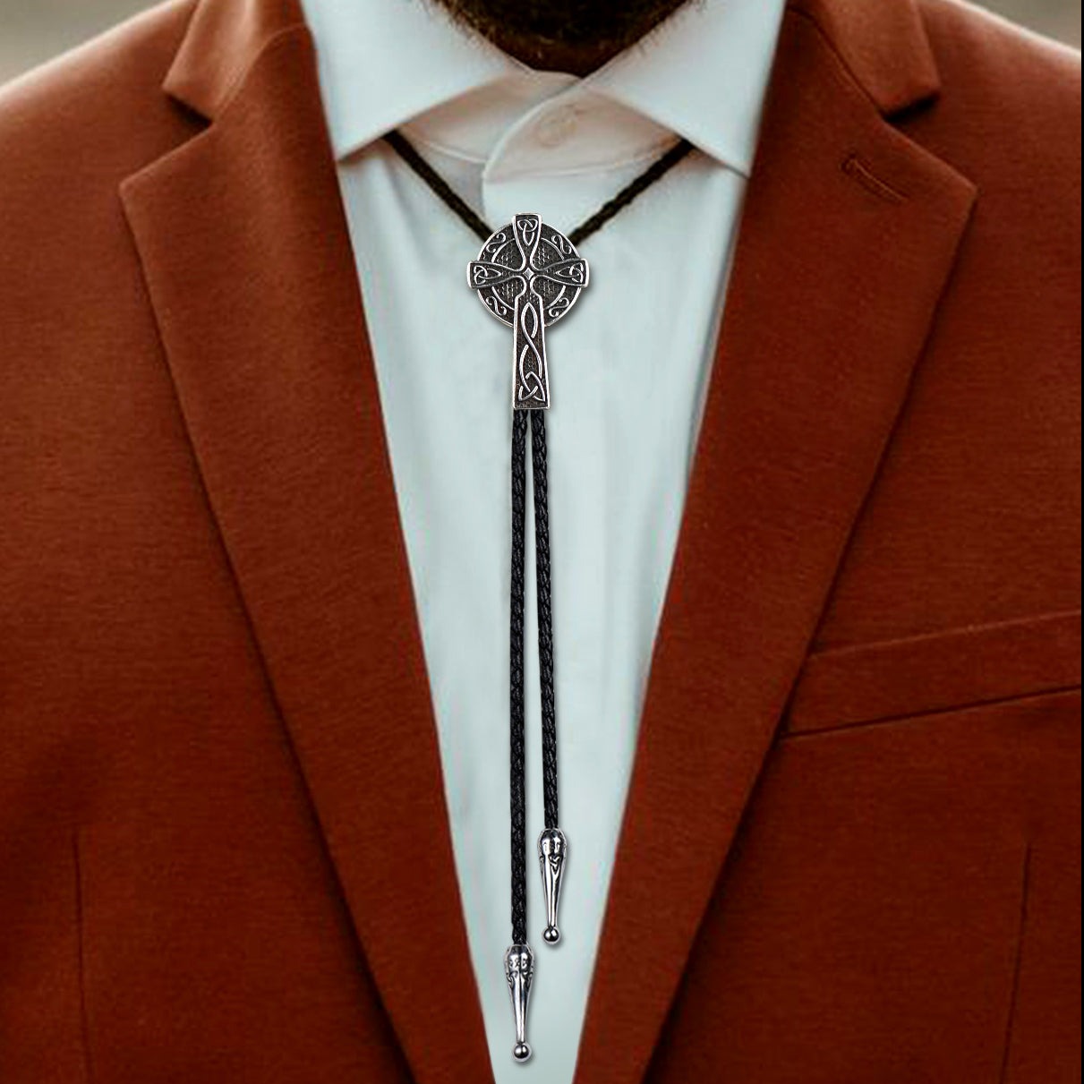 Irish Celtic Cross Knot Bolo Tie for Men Women
