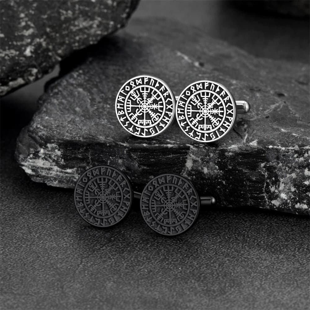 Nordic Viking Compass Cufflinks for Men