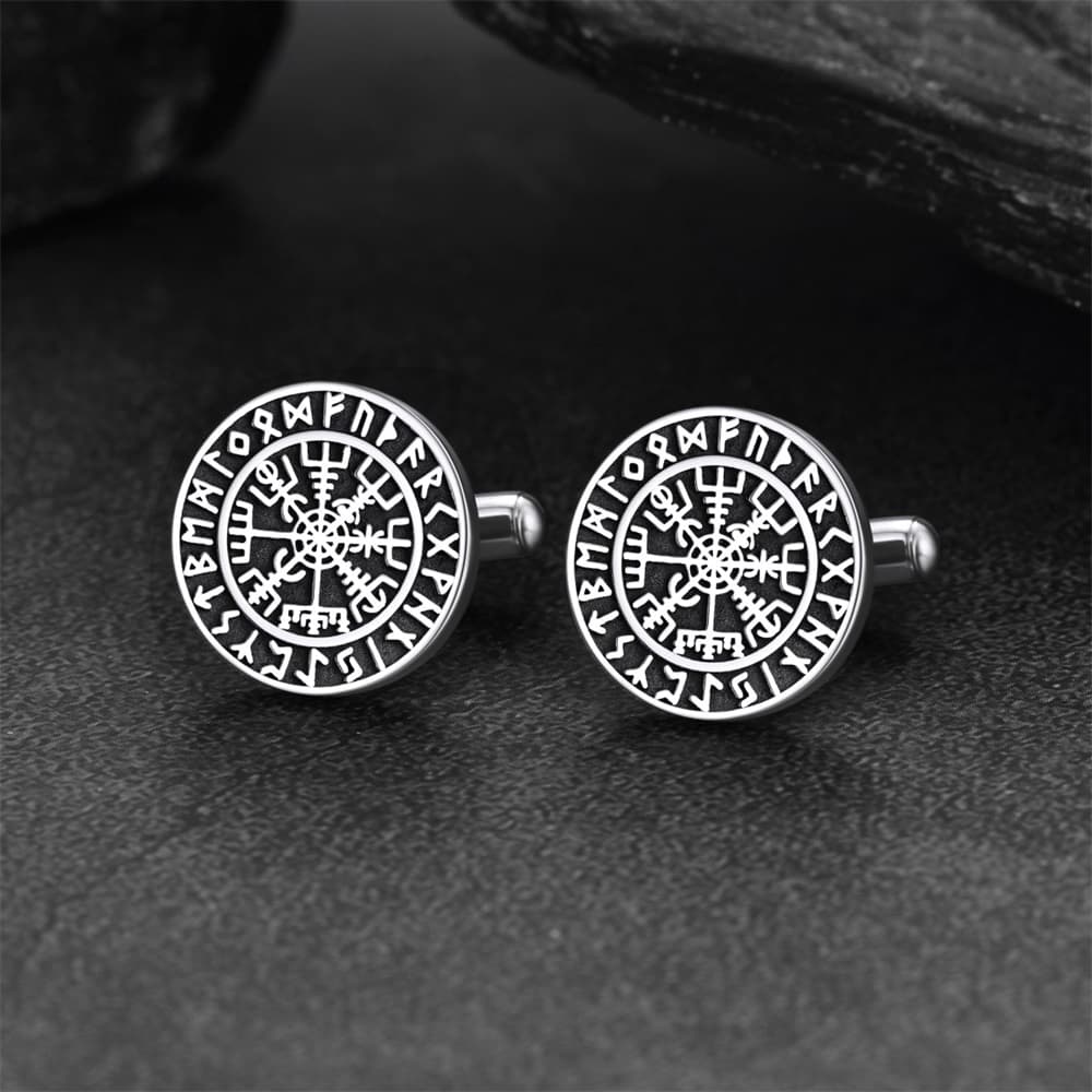 Nordic Viking Compass Cufflinks for Men