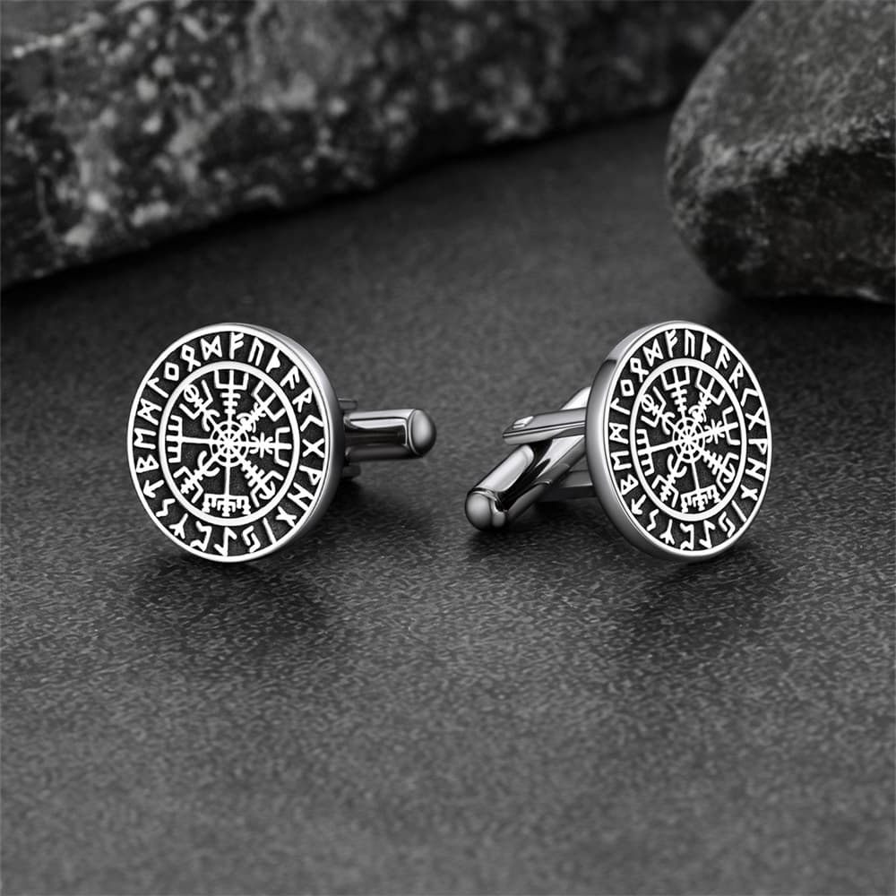 Nordic Viking Compass Cufflinks for Men