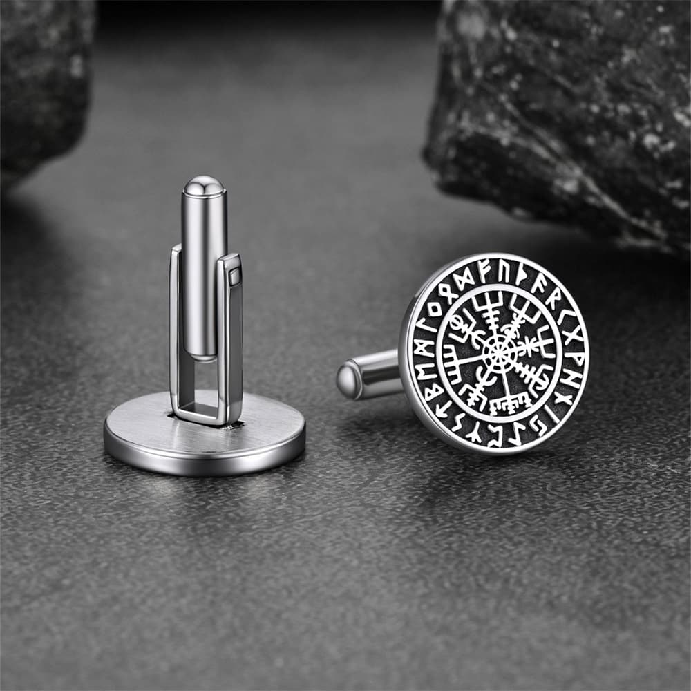 Nordic Viking Compass Cufflinks for Men