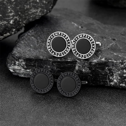 Men's Black Onyx Cufflinks with Viking Rune