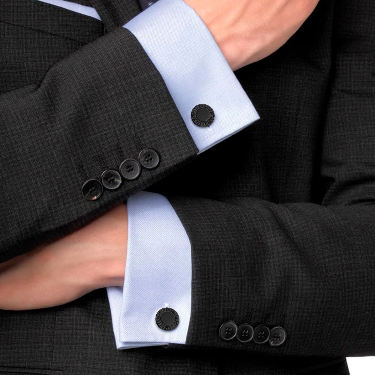 Men's Black Onyx Cufflinks with Viking Rune