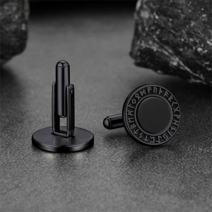 Men's Black Onyx Cufflinks with Viking Rune