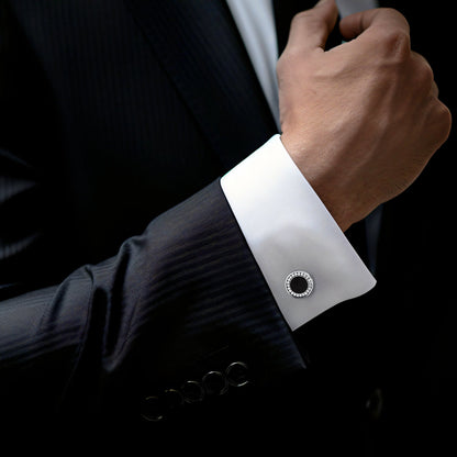 Wedding Black Onyx Cufflinks for Men Groom