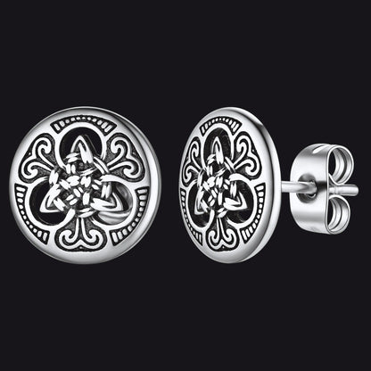Round Irish Celtic Knot Stud Earrings For Men