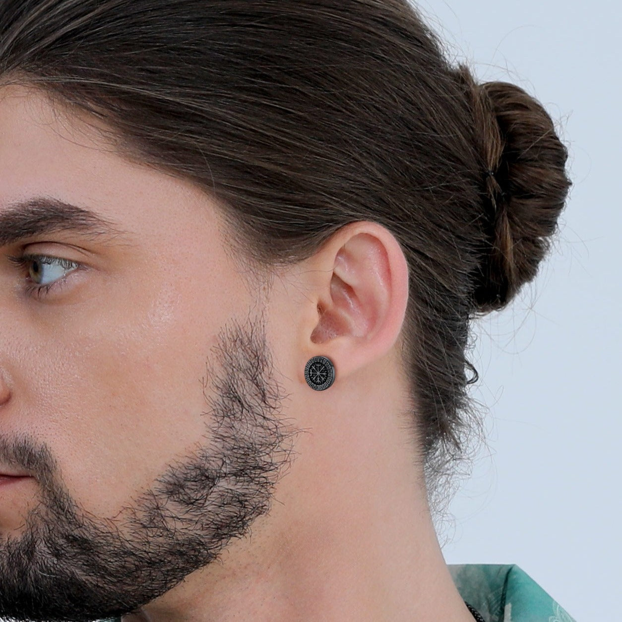 Norse Viking Compass Vegvisir Stud Earrings For Men
