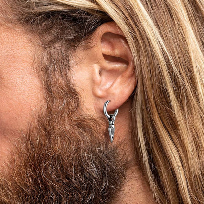 Viking Earrings for Men – Arrowhead Spear Gungnir Drop Hoop Earrings