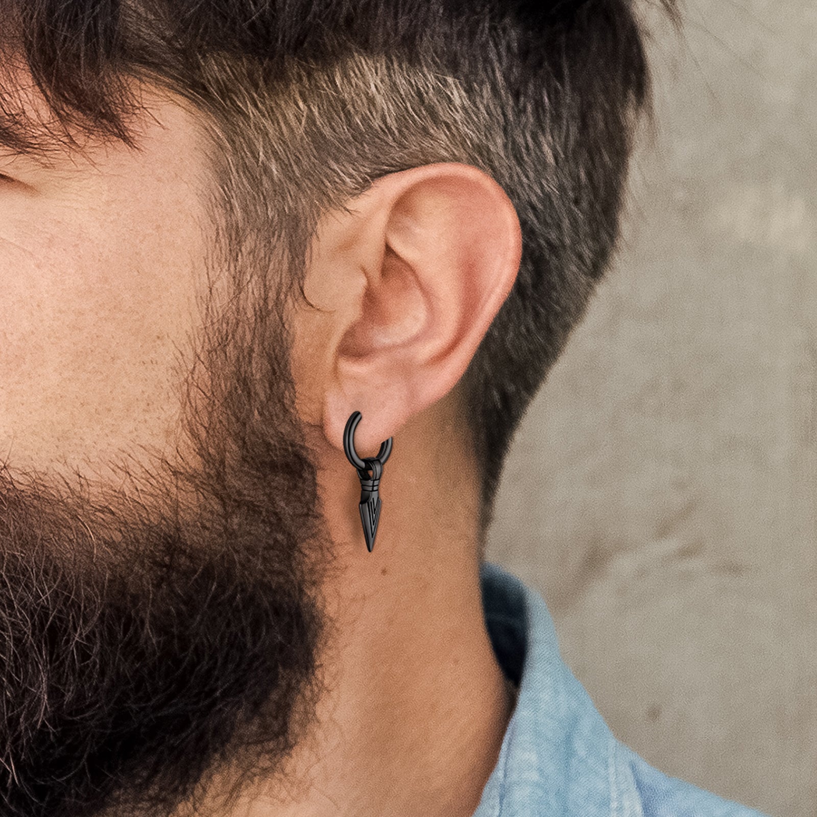Viking Earrings for Men – Arrowhead Spear Gungnir Drop Hoop Earrings