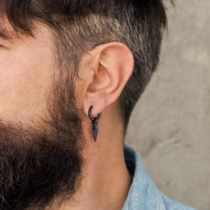 Viking Earrings for Men – Arrowhead Spear Gungnir Drop Hoop Earrings
