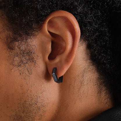 Viking Hexagon Runes Hoop Earrings For Men