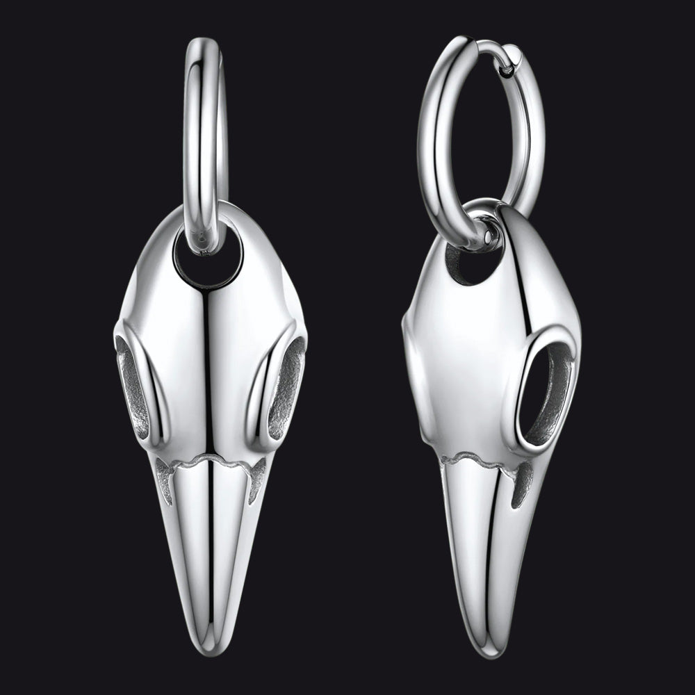 Gothic Raven Skull Dangle Hoop Earrings for Men Women