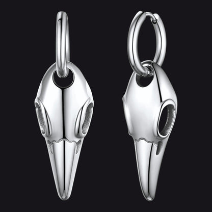 Gothic Raven Skull Dangle Hoop Earrings for Men Women