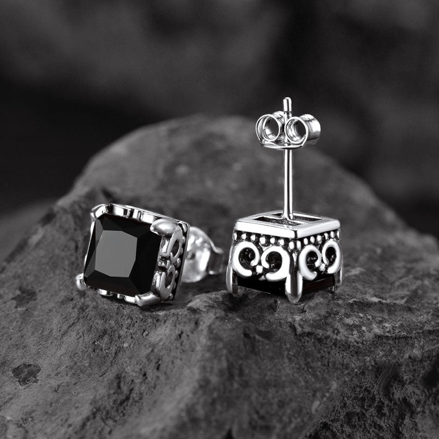 Celtic Diamond Stud Earrings in Sterling Silver for Men Women