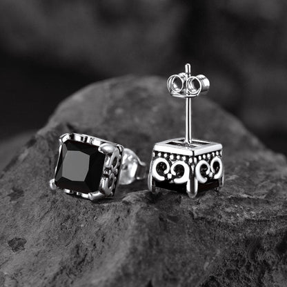 Celtic Diamond Stud Earrings in Sterling Silver for Men Women