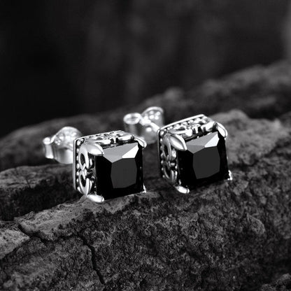 Celtic Diamond Stud Earrings in Sterling Silver for Men Women