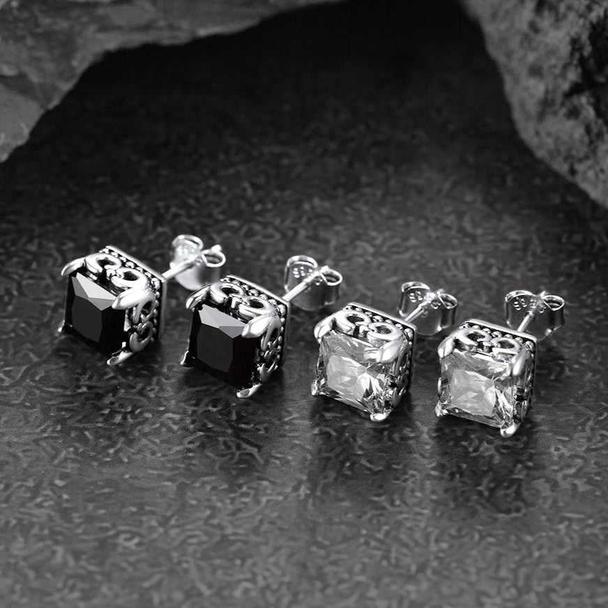 Celtic Diamond Stud Earrings in Sterling Silver for Men Women