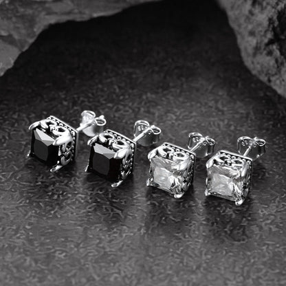 Celtic Diamond Stud Earrings in Sterling Silver for Men Women