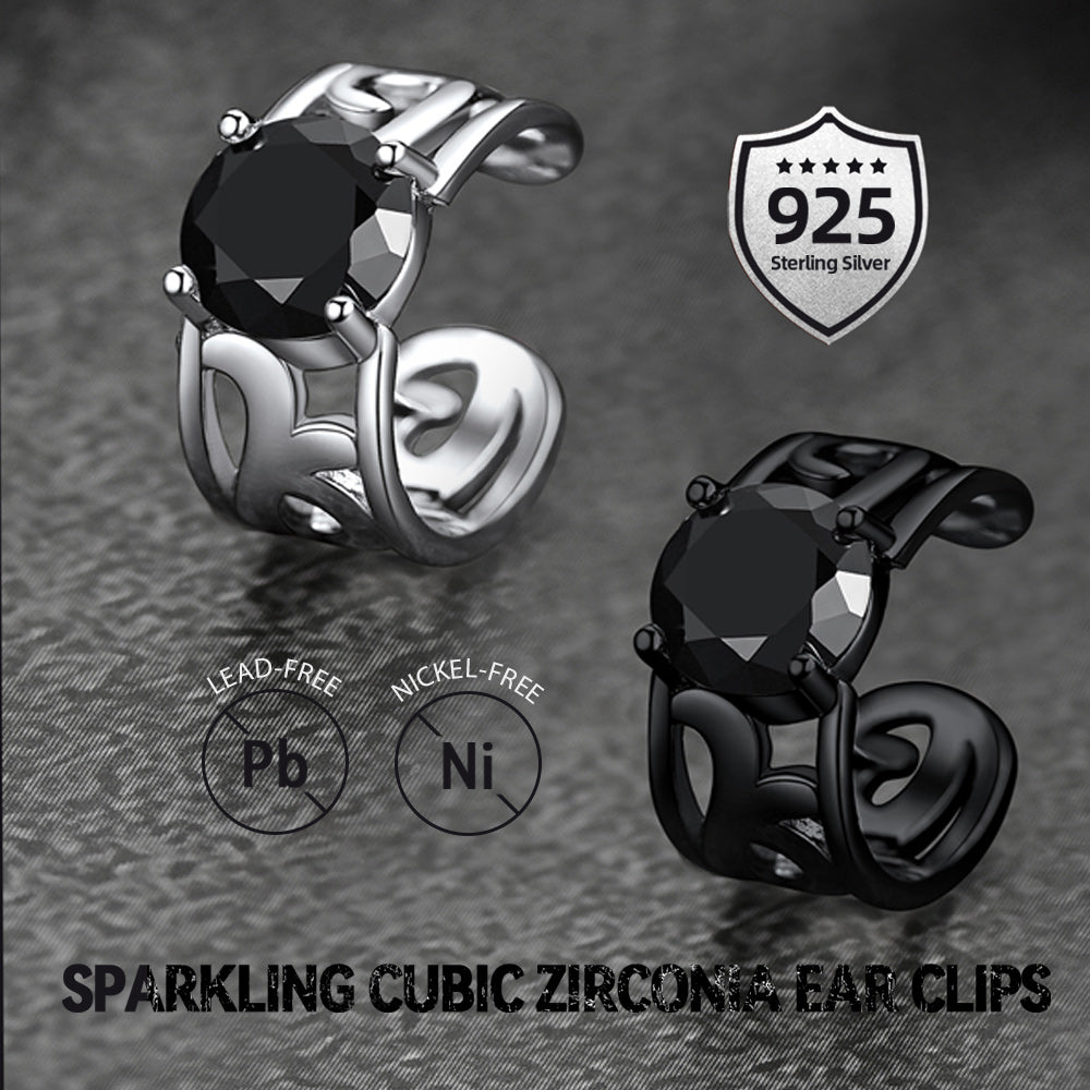 Sterling Silver Celtic Birthstone Ear Cuffs Earrings for Men Women