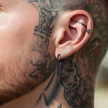 Norse Viking Runes Dangle Hoop Earrings For Men