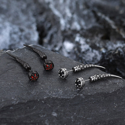 Viking Rune Fang Stud Earrings for Men – Nordic Star CZ Earrings