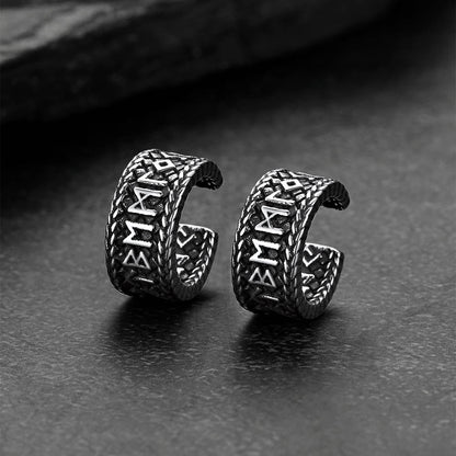Viking Runes Ear Cuff Clip-On Earrings for Men Women