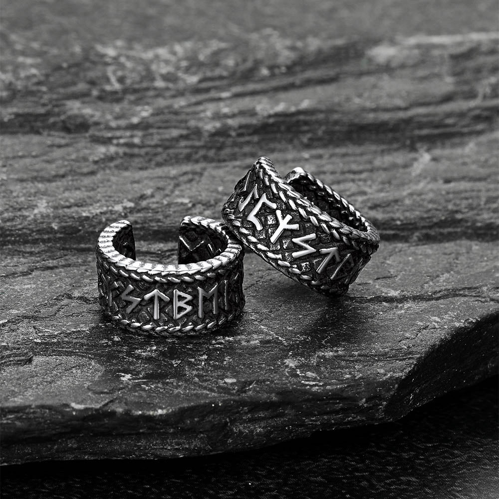 Viking Runes Ear Cuff Clip-On Earrings for Men Women