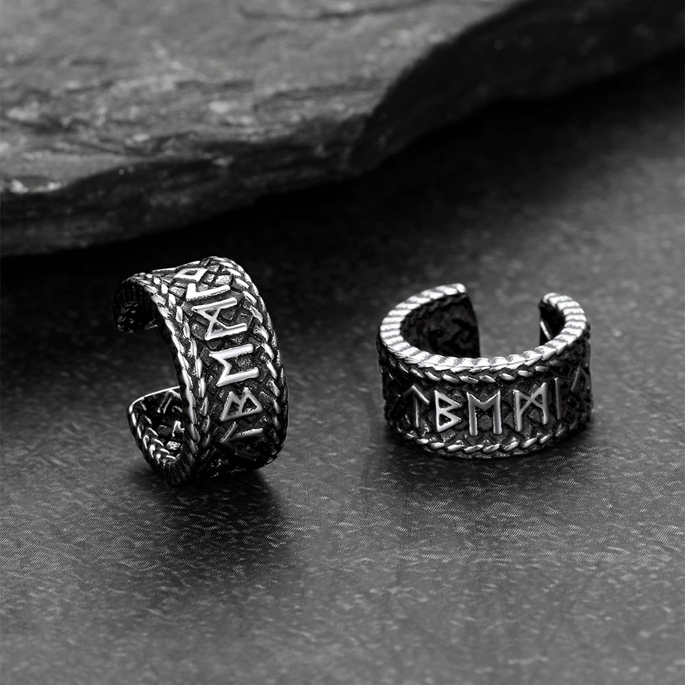 Viking Runes Ear Cuff Clip-On Earrings for Men Women