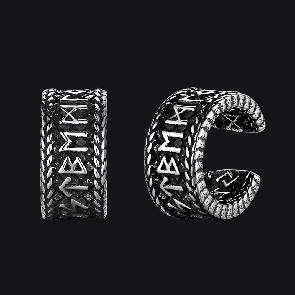 Viking Runes Ear Cuff Clip-On Earrings for Men Women