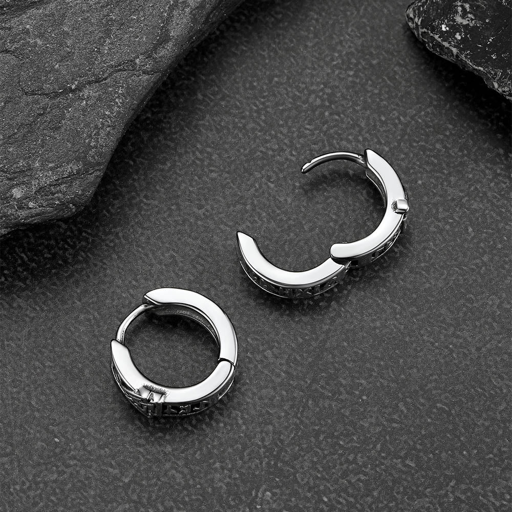 Viking Valknut Hoop Earrings with Rune for Men Stainless Steel